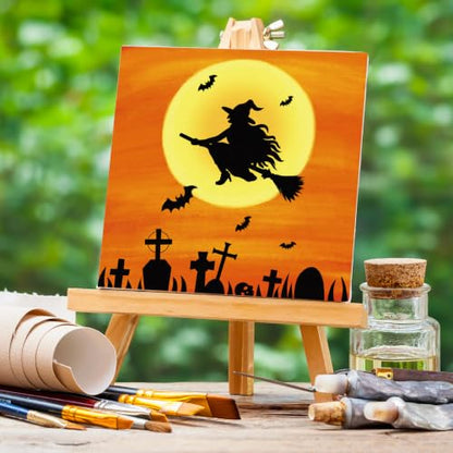 Anseal 12 Packs Pre Drawn Canvas to Paint, 4" X 4" Halloween Pre-Printed Paint Party for Painting, Pre Stretched Canvas Outline Painting Boards for Paint Lovers, Party Favor - style: Halloween