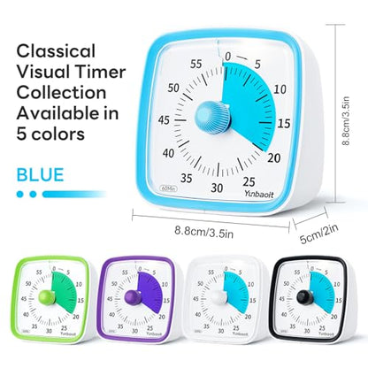 Yunbaoit Visual Timer with Night Light, 60 Minute Countdown, Light Blue - color: Light Blue