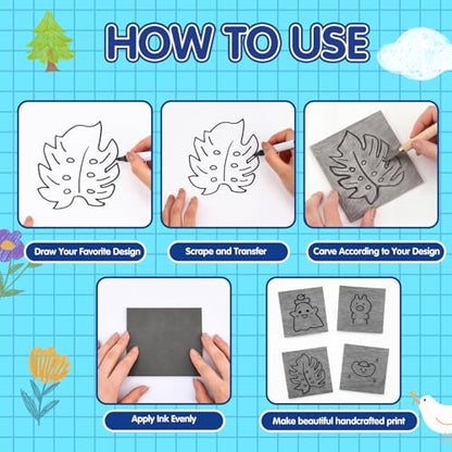 MotiMind 18 Pcs Linoleum Blocks for Printmaking 6 x 6 Inch Rubber Carving Block Soft Gray Linocut Block for DIY Crafting Projects Scrapbook Painting Stamp Making - size: 6 x 6 Inch