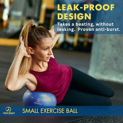 ProBody Pilates Ball Small with Pump - 9 Inch Small Exercise Ball - color: Blue