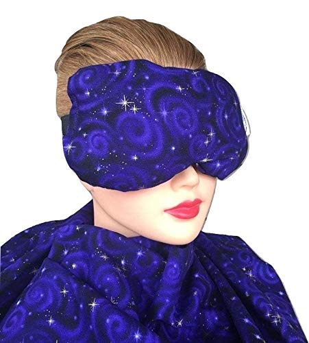 Eye Mask Lavender Eucalyptus, Sinus, Herbal Pack, Hot Cold Pack, Heat Wrap,Organic, Flax Seed, Microwave Therapy, Sleep Mask, Yoga Meditation Eye Pillow, Purple Celsestial Stars