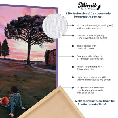 Creative Mark Mimik Recycled PET Cradled Canvas Panel 3/4" Depth - 18x24 Pack of 4 - Medium-Textured Painting Board for Eco-Conscious Artists, 14.11 oz Triple-Acrylic-Primed Weight Mounted Canvas - size: 18x24" Pack of 4