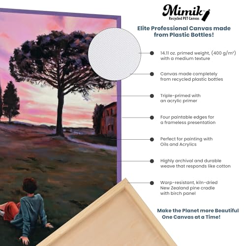 Creative Mark Mimik Recycled PET Cradled Canvas Panel 3/4" Depth - 18X24 Single Canvas - Medium-Textured Painting Board for Eco-Conscious Artists, 14.11 oz Triple-Acrylic-Primed Weight Mounted Canvas - size: 18X24"