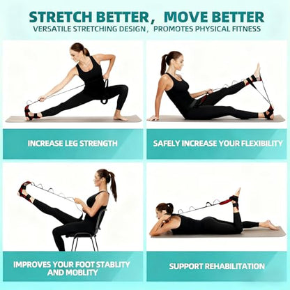 Foot & Calf Stretcher for Plantar Fasciitis Relief, Adjustable Stretching Strap & Foot Rocker Combo for Achilles Tendon, Heel Pain, Hamstring & Muscle Recovery – Physical Therapy Stretching Device for Home Use