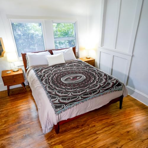 Pure Country Weavers Eye Mandala Red Blanket - Gift Tapestry Throw Woven from Cotton - Made in The USA (72x54) - color: Eye Mandala Red, size: 72x54