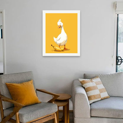 Share Young Goose and Banana Paint by Numbers Kit for Adults - DIY Funny Goose Painting on Canvas 16x20In, Frameless Acrylic Paint Set, Suitable for Beginners, Art for Home Decoration or Gifts