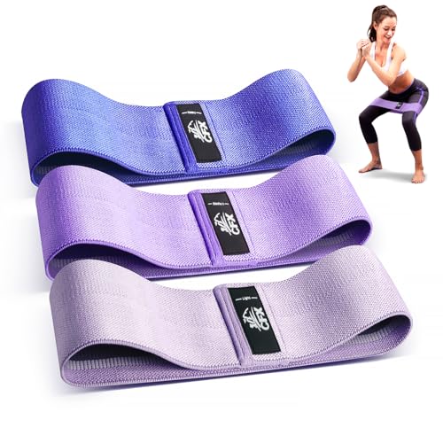 CFX Resistance Bands Set, Exercise Bands with Non-Slip Design for Hips & Glutes, 3 Levels Workout Bands for Women and Men, Booty Bands for Home Fitness, Yoga, Pilates - color: Dark Purple,Purple,Light Purple