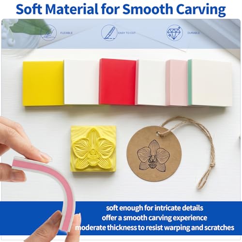 21Pcs Linocut Kit for Printmaking, 14Pcs Rubber Block Stamp Carving Blocks and Linoleum Carving Tools for DIY Crafts & Art Projects