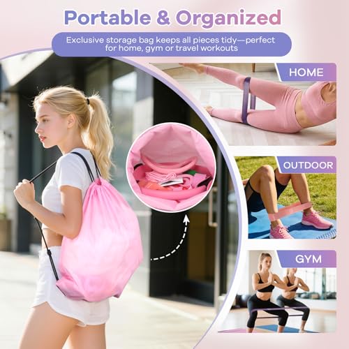 Pilates Kit for Women, 16PCS Workout Equipment for Beginners, Pilates Set for Home Workouts with Pilates Ring and Ball, Resistance Bands, Yoga Strap, Non-Slip Socks at Gym, Outdoor