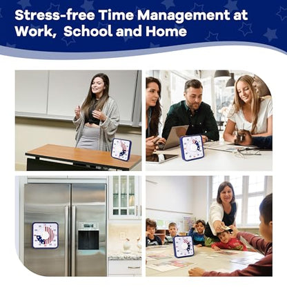 TWENTY5 SEVEN Countdown Timer 7.5 inch; Patriotic 60 Minute 1 Hour Visual Timer, Classroom Teaching Tool Office Meeting, Mechanical Magnetic Countdown Clock for Kids Exam Time Management, Blue - color: National Flag