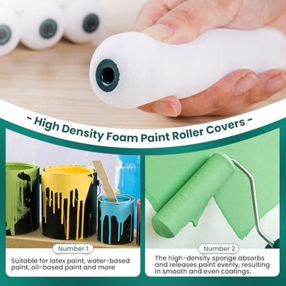 Foam Paint Roller, 20 Pack, 6 Inch Mini Paint Roller Covers, High Density Foam Paint Roller, Small Paint Rollers for All Flat Surfaces, Suitable for Wall，Kitchen Cabinets, Doors, Tables - size: 6 Inch Foam Paint roller 20 pack
