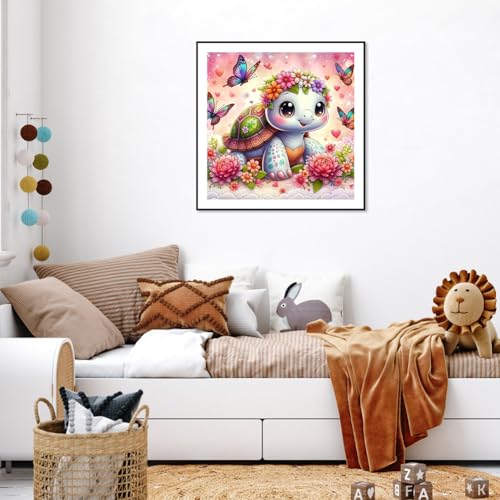 Reluohuo Turtle Diamond Art Kit for Adult Full Drill Diamond Painting Kit | Flower Butterfly Diamond Art Kit for Beginner Round Full Drill Acrylic, DIY Art Craft for Wall Decor Holiday Gifts 12x12 Inch - color: Turtle