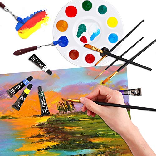 ESRICH Acrylic Paint Set, 46 Pcs Painting Supplies with Paint Brushes | Acrylic Paints, Easel, Canvas, Palette, Paint Knives, Brush Cup and Art Sponges for Hobbyists and Beginners - color: 24color