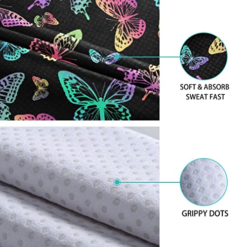 Yoga Mat Towel Colorful Butterfly, 73" x 27" - color: Colorful Butterfly