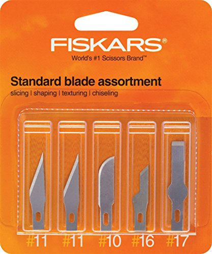 Fiskars Standard Assortment Craft Knife Blades, Detail Hobby Knife Blades for Scoring, Slicing, Shaping and Texturing, Arts and Crafts Supplies, 5-Pack