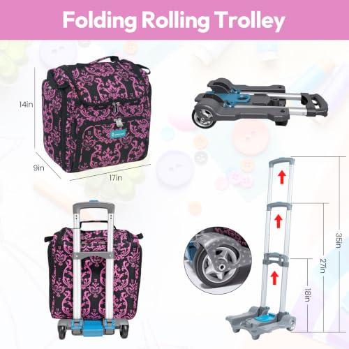 Handy Sandy Crafter’s Tote Bag Organizer, Storage Bag for Craft Supply, and Scrapbooking Carrier w/Handle and Wheels - color: Notre Dame