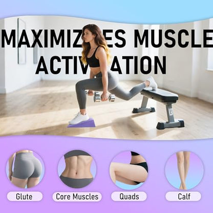 Folaps Squat Wedge Block with Guide for Heel Elevated Squat Weightlifting Slant Board for Squats with Carry Bag to Improve Mobility Balance and Strength Performance - color: Purple