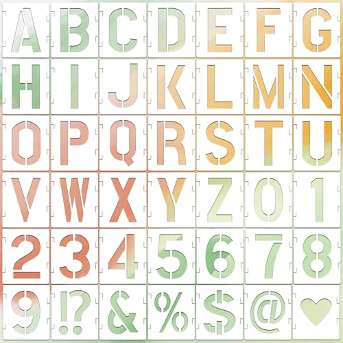 Letter Stencils for Crafts Reusable 42Pcs Number Stencils(2 Inch Font) | DIY Art Painting Stencil Furniture Decor Kit for Wood Embroidery Wall Silk Screen Journaling - color: 2 inch