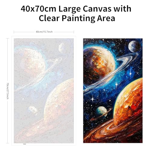 ARTGOTO Large Paint by Numbers for Adults Solar System Planets | 15.7x27.5inch/40x70cm Paint by Number Kit on Canvas, Galaxy Outer Space Acrylic Painting Set with Brushes, No Frame - color: PBN038