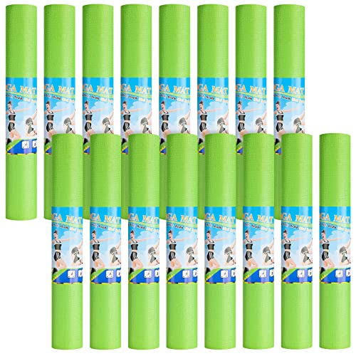 Funtery 3 mm Thin Yoga Mats Bulk, 68 x 24 Inches Lightweight PVC Exercise Mats Non Slip Workout Fitness Pads for Yoga Pilates Stretching Classes Gym Home Studio - color: Green