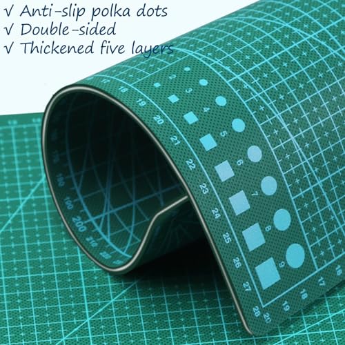 Self Healing Cutting Mat A2, 24 x 18 inch Green, Craft Cutting Board for Leather Crafts, Sewing, Quilting, Paper Cutting, 5-Ply Double Sided Rotary Cutter Mat, Ships Flat Not Folded - size: 23.6"L x 17.7"W