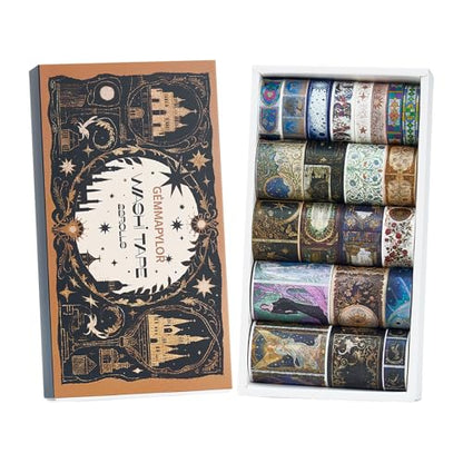 Magic Washi Tape Set 24 Rolls,Decorative Masking Tape for Junk Journal, Scrapbooking Supplies, DIY Crafting Supplies - style: Magic