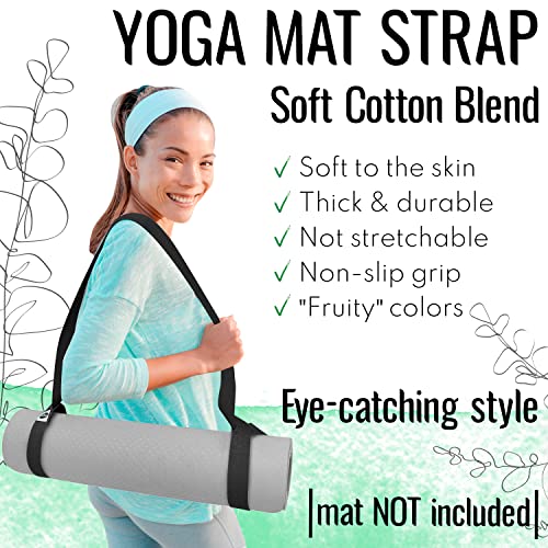 TECEUM Bundle of 2 Items – Yoga Mat Strap Blackberry 64 IN & Stretching Strap for Yoga Light Blue Polypropylene 1.5” – Mat Holder Sling For All Mats – Leg Strap for Exercising, Physical Therapy