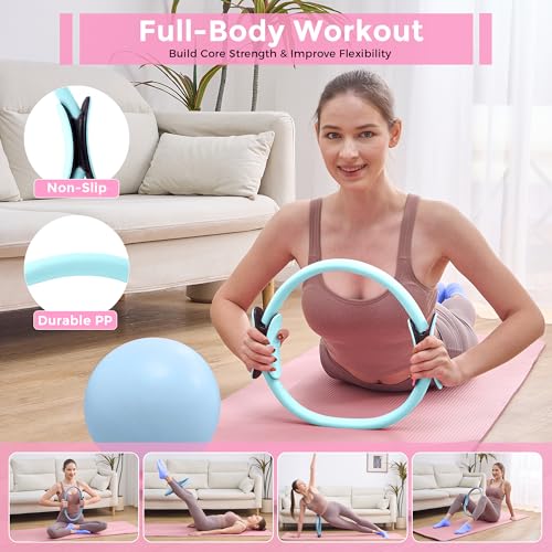 Home Pilates Kit Pilates Equipment Set for Women, Pilates Essentials Kit - color: Sky Blue - 13 Pieces Kit