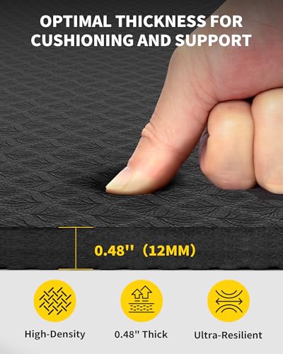 CAMBIVO 72''x48'' Large Yoga Mat, Extra Thick TPE Workout Mat - color: BLACK, size: 12mm