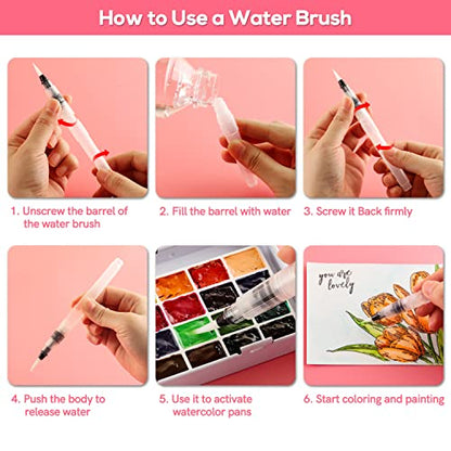11Pcs Mini Air Blower pens Set Including 9 Pcs Water pens 2Pcs Ink Air Blower for DIY Paint Tools Water Color Brush Pen Card Making Embossing Painting Rendering - color: 11pcs