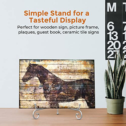 TR-LIFE Plate Stands for Display - 10 Inch Holder + Metal Easel Stand for Picture Frame, Decorative Plates, Photo, Book, Collectibles (Silver 2 Pack) - size: 10 Inch
