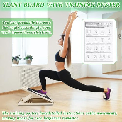 Slant Board for Calf Stretching, Adjustable Portable Wooden Calf Stretcher Incline Board, Balance Beam