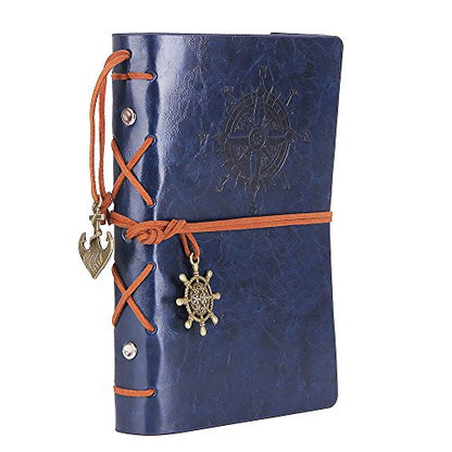 EvZ 7-Inch Refillable A6 Binder Notebook - Premium Vegan Leather Personal Planner, Eco-Friendly Journal with 6-Ring Loose-Leaf System for Writing, Business, and Creative Sketches, Dark Blue - color: Dark Blue, size: 7 Inches