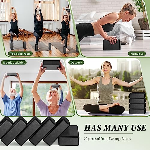 20 Pcs Yoga Blocks Pack High Density EVA Foam Non Slip Black