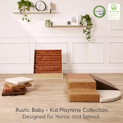 Factory Direct Partners Rustic Kid 15 inch Square Floor Cushions with Handles, Distressed Faux Leather, Flexible Seating for Home, Playroom, Montessori, Daycare, Classroom (4-Piece), 12227-DA - style: Square