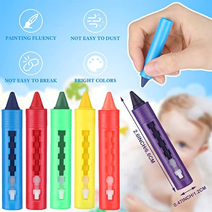 Epakh 24 Pieces Washable Crayons for Toddlers and Kids Easy Clean Colorful Crayons Shower Markers Toys Paint Art Supplies