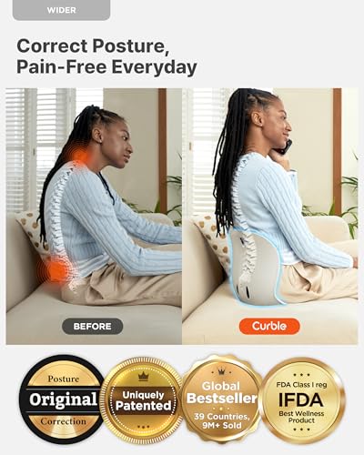 curble Wider – Ergonomic Desk Chair Seat Cushion, Everyday Passive Posture Trainer for Work from Home, Office & Car, Breathable Lumbar Support - color: Red