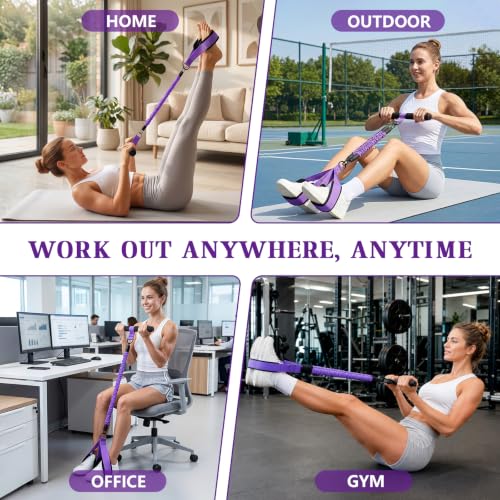 Pedal Resistance Band with Handles & Figure 8 Bands Set, Adjustable Foot Pedal Exerciser & Elastic Rope, Full Body Workout for Abs Arms Legs Waist Core, Pilates Yoga Sit Up Home Gym Equipment