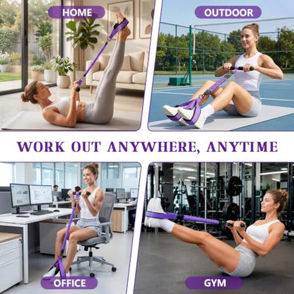 Pedal Resistance Band with Handles & Figure 8 Bands Set, Adjustable Foot Pedal Exerciser & Elastic Rope, Full Body Workout for Abs Arms Legs Waist Core, Pilates Yoga Sit Up Home Gym Equipment