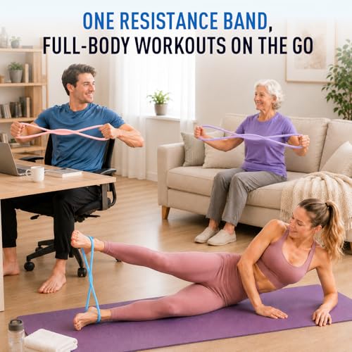 3 Pcs Figure 8 Resistance Bands, Exercise Bands for Stretching