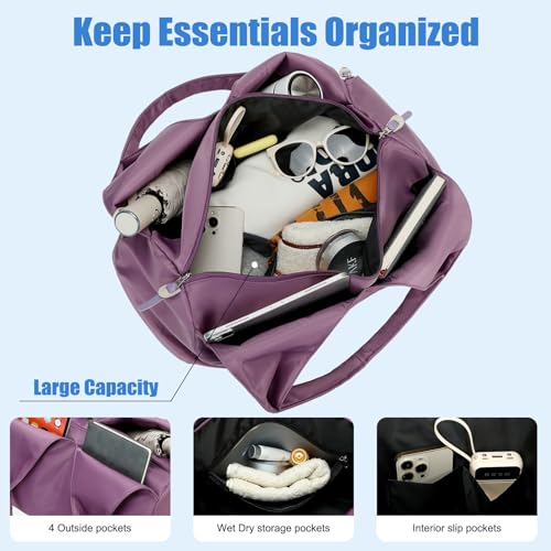 Forestfish Gym Bag For Women With Shoes Compartment & Wet Dry - color: Purple