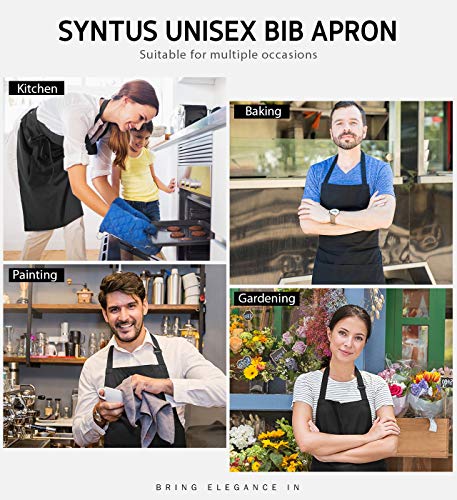 Syntus Apron for Men Women, Adjustable Cooking Kitchen Apron with 2 Pockets | Machine Washable, Firm Stitching, Stain Resistance, Long Tie Straps, 2 Pockets, Versatility, Unisex Use, Gift, BBQ - color: Black/White, style: 2 Polyester