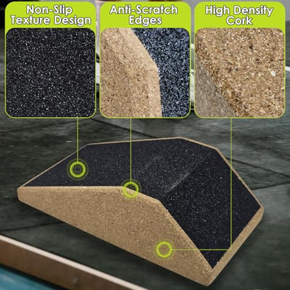 2Pcs Cork Squat Wedge Block, Non-Slip Slant Boards, Ramp Platform for Elevate Heels and Squat Support