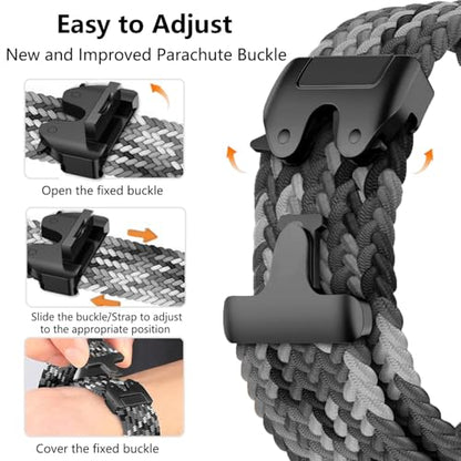Nylon Braided band Compatible with Samsung Galaxy Watch 8 40mm 44mm, Elastic Band for Galaxy Watch 8 Classic 46mm - color: Black Chocolate