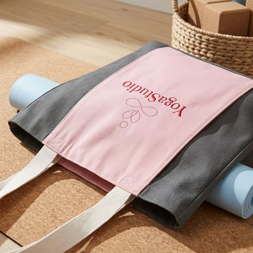 Large Canvas Yoga Tote Bag with Yoga Mats Bags Carrier Eco Friendly Cotton Shoulder Bag for Pilates, Gym, Beach, Groceries & Travel YG10