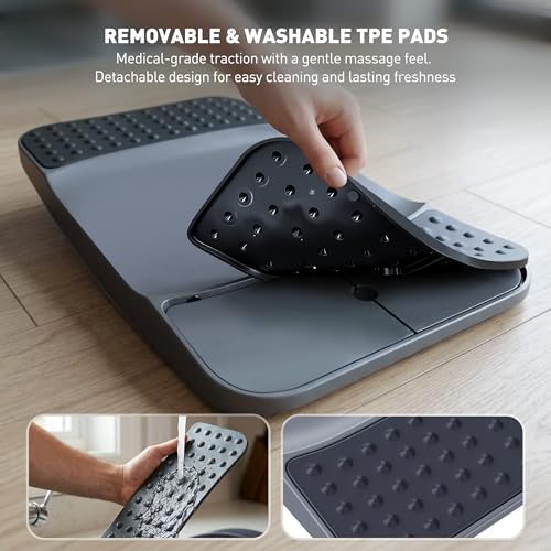 Standing Desk Balance Board - High-Rebound Comfort Core Wiggle Board for Active Standing - Lateral Tilt Exercise Board for Office Work with Washable TPE Massage Pads - 220 lbs, Gray