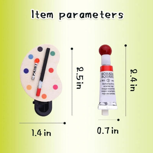 Art Palette Hair Clips Set for Women Cute Paintbrush Hairpins Barrettes for Girls Art Lovers Hair Accessory for Artists Painters Funny Oil Painting Brush Hairs Clips Pins