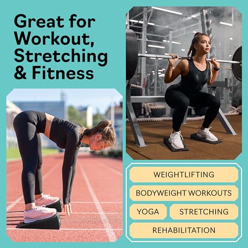 Squat Wedge Block Set of 3/5 - 960 LBS Capacity - Slant Board for Calf Stretching with 5 Stackable Angles - Calf Stretcher Slant Board - Workout Equipment - EPP Material for Exercise Equipment & Physical Therapy - color: Blue&Blue