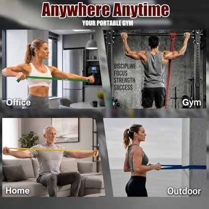 5-Level Resistance Bands, Workout Bands for Exercise | 5-125Lbs Pull-Up Assist Bands,Physical Therapy & Stretching – Multiple Resistance Levels for Home Gym & All Fitness Goals