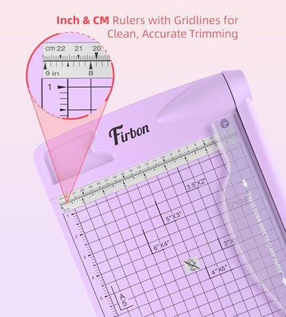Firbon 12 Inch Guillotine Paper Cutter, Heavy Duty Paper Trimmer, Purple | 12-Sheet Capacity | Dual Scales | Paper, Cardstock & Photo Trimming | Scrapbooking Crafts | Office, Home & Studio Use - color: Purple